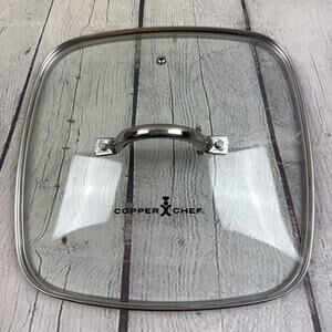 Copper Chef Square Glass Lid 10.5 in With Vent and Stainless Handle LID ONLY